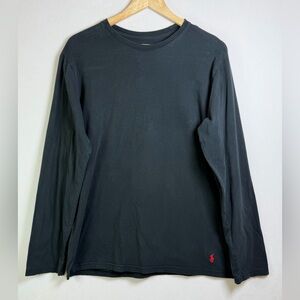 Polo Ralph Lauren Men’s Black Long Sleeve Logo Tee Classic Cotton Sz M *flawed*
